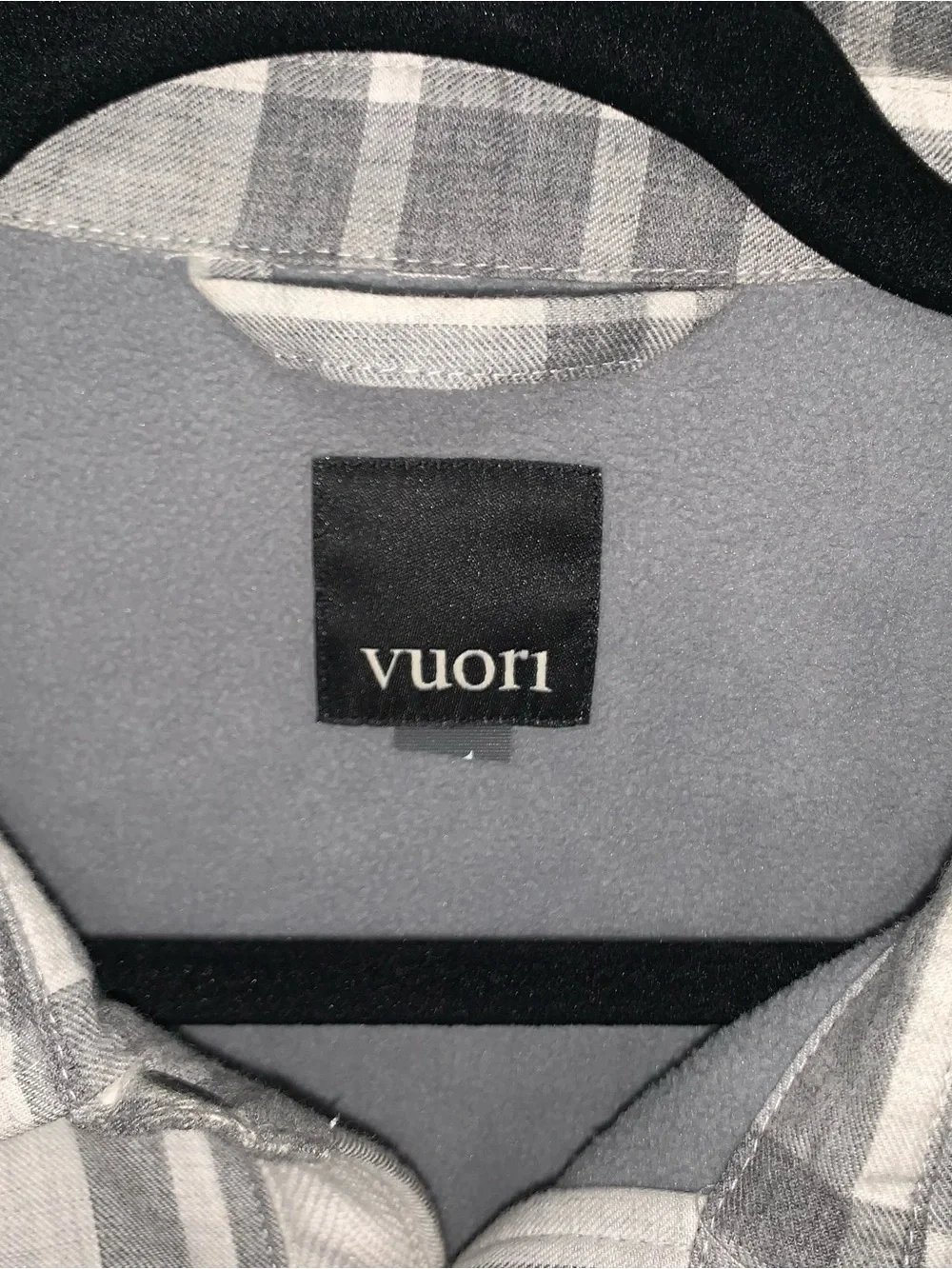 Vuori White and Gray Ranger Plaid Button-Down XL